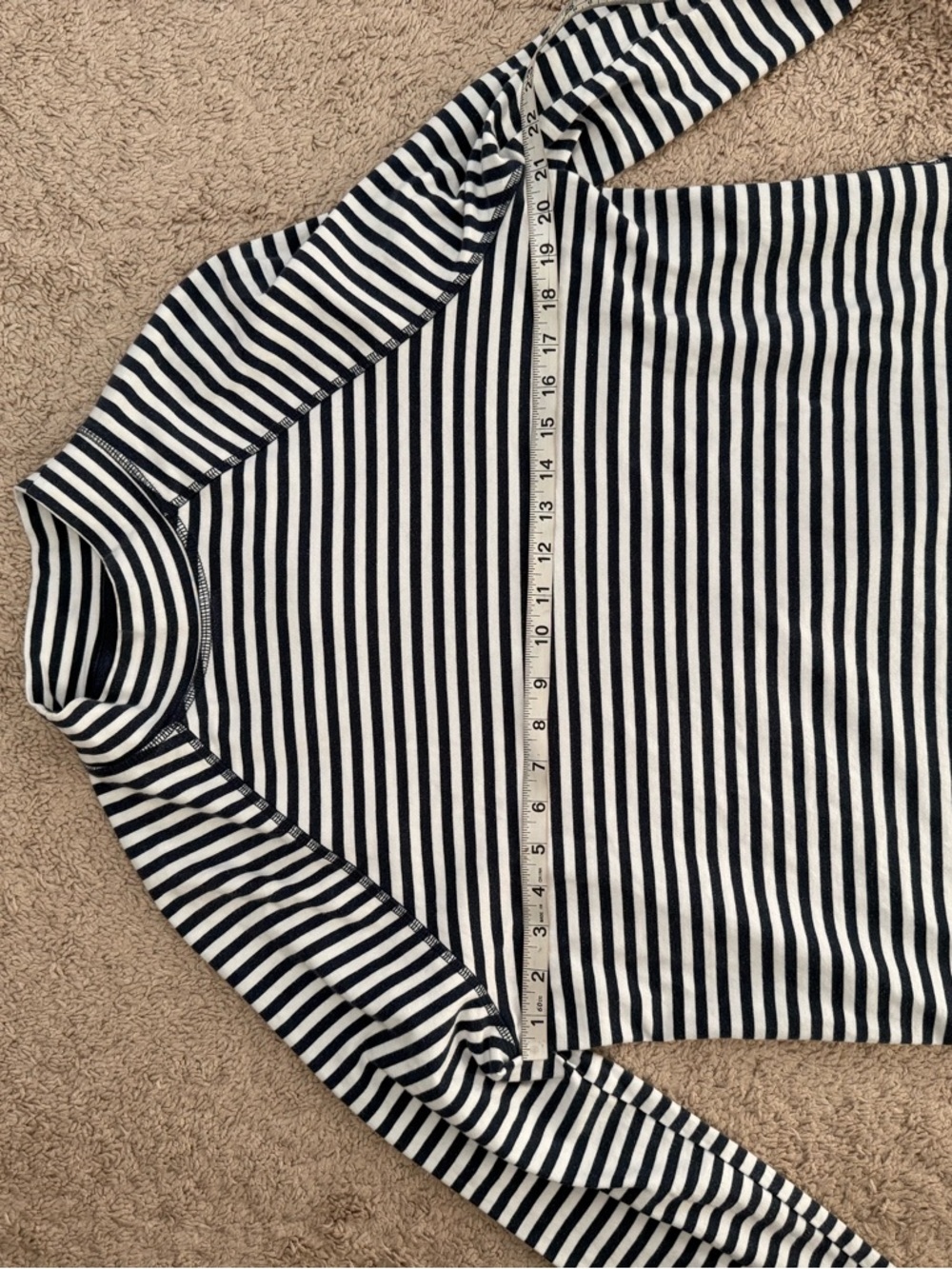 FP Movement by Free People Restoration Yarn Dye Stripe Layer Navy and White Top - Picture 12 of 15